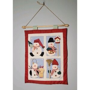 Terry Village Winter Snowmen And Santa Wall Hanging